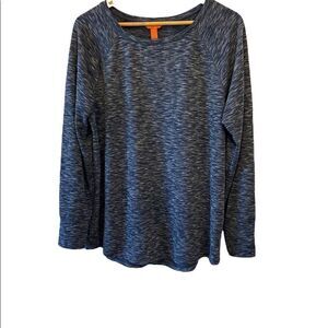 JOE FRESH Blue Heather Blue Jersey Knit Pullover Long Sleeve Boat Neck Top L